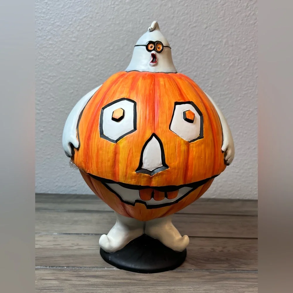 Department 56 Flip Top Ghost in Pumpkin Costume Candy‎ Dish NEW 2002 W/Box